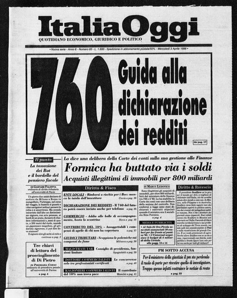 Italia oggi : quotidiano di economia finanza e politica